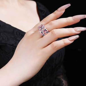 S925 Sterling Silver Rose Gold Geometric Ring for Women