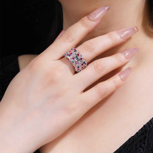 S925 Sterling Silver Rose Gold Geometric Ring for Women