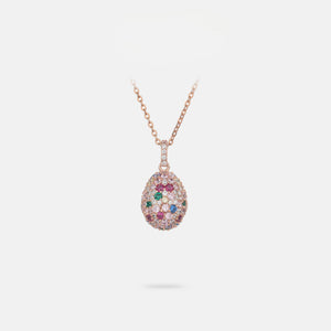 Handmade 5A Zircon Lucky Egg Pendant on O-Link Chain