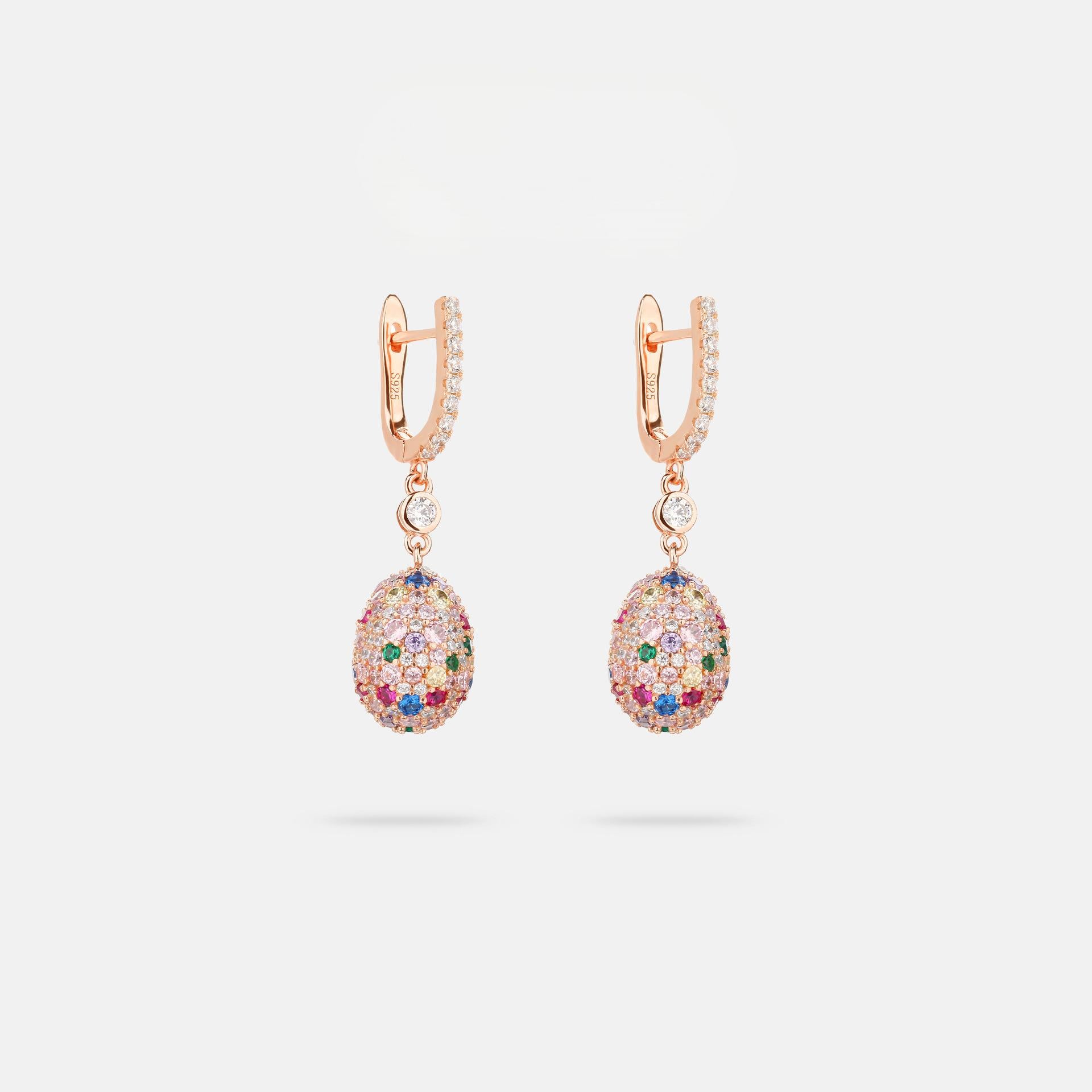 Handmade quail egg earrings with 5A zirconia stones for women