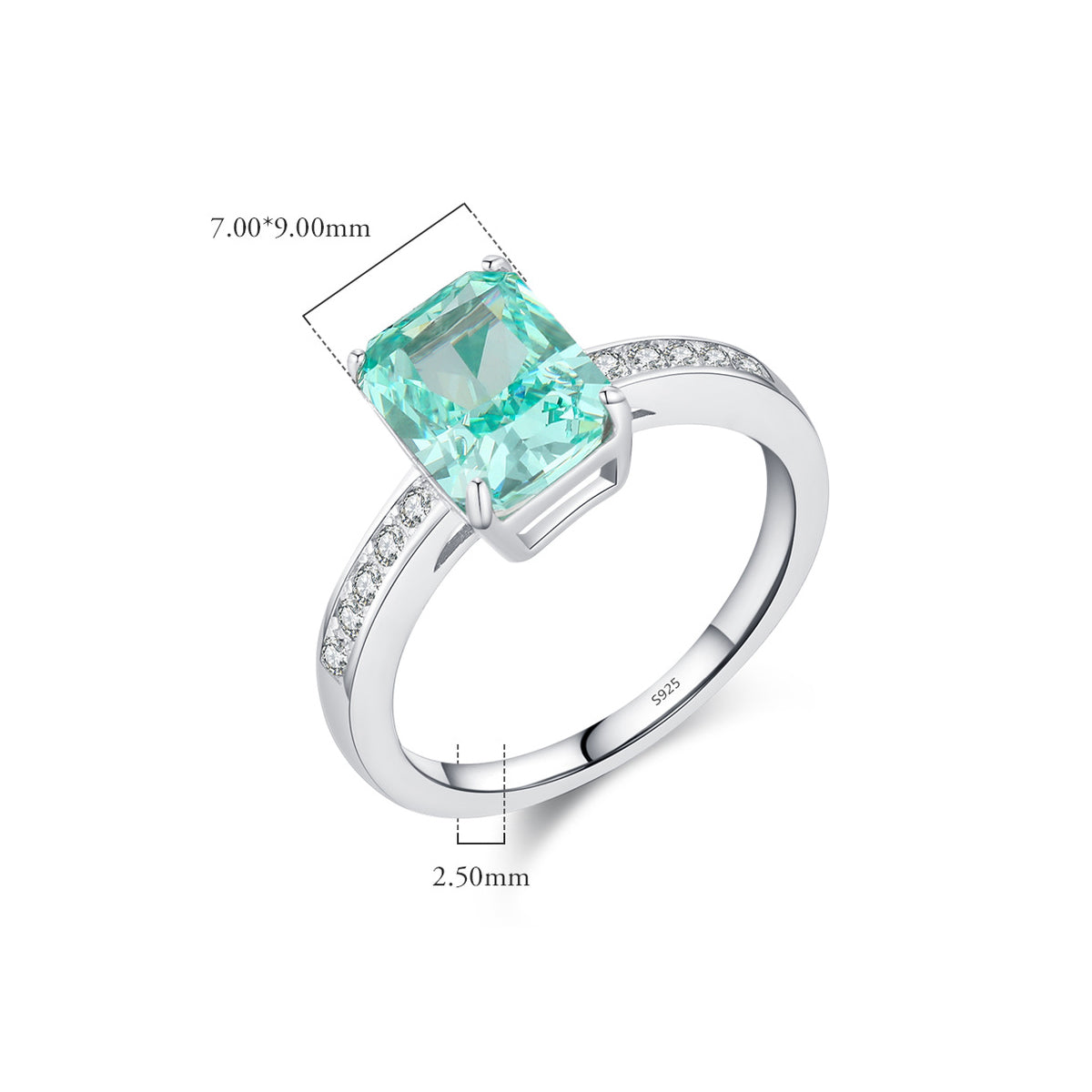 S925 Sterling Silver Ring, Recycled Sterling Silver Ring, 5A Cubic Zirconia Ring, Colored Zircon Ring