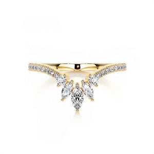 Marquise Chevron Moissanite Curved Ring