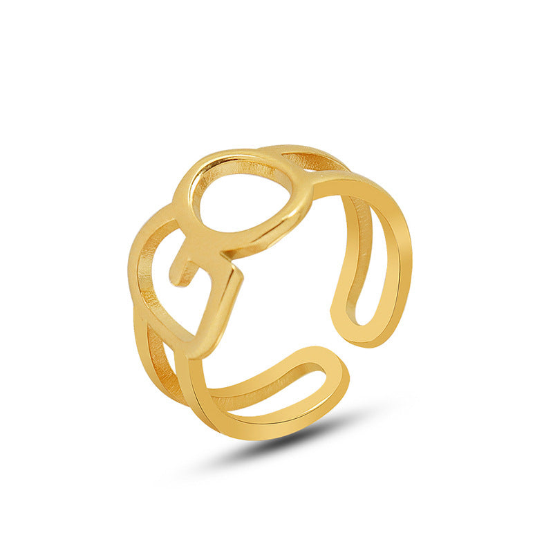 Titanium Steel Ring with 18K Gold Plating - Open GO Design