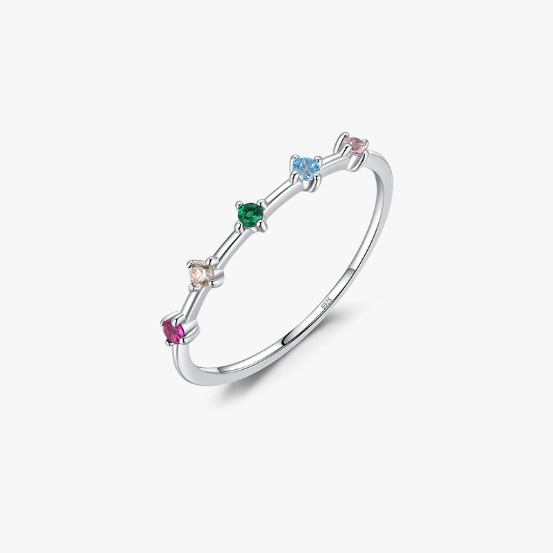 S925 Sterling Silver Ring, Recycled Sterling Silver Ring, 5A Cubic Zirconia Ring, Colored Zircon Ring