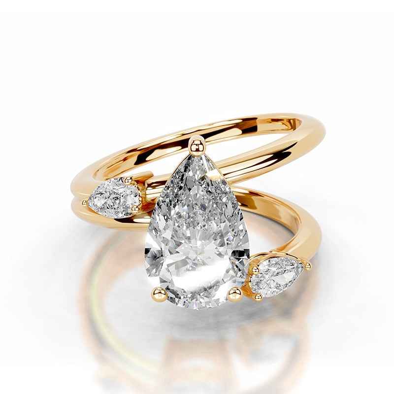 Pear-Embrace Moissanite Solitaire Ring