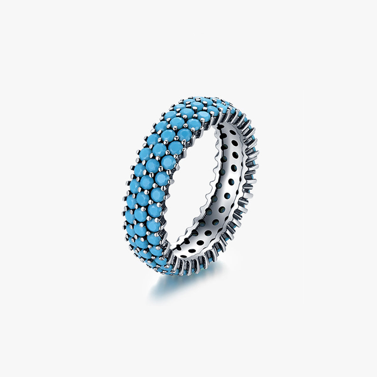 S925 Sterling Silver Turquoise Ring, Retro Turquoise Ring, Recycled Sterling Silver Ring