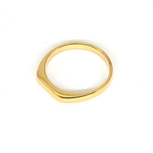 Titanium steel 18K gold plated geometric stripe ring on hand, Close-up of horizontal striped design on gold plated ring, Luxury gift box with 18K gold titanium steel jewelry, Water-resistant gold plated ring with recycled titanium steel,Two-year guarantee hypoallergenic gold tone ring