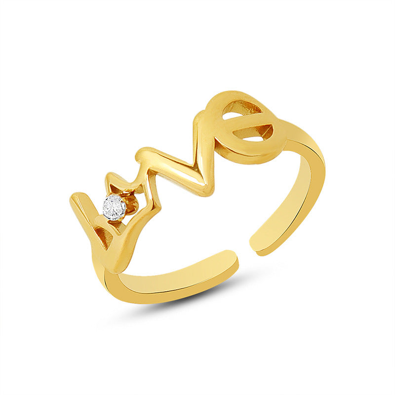 Titanium steel 18K gold plated geometric stripe ring on hand, Close-up of horizontal striped design on gold plated ring, Luxury gift box with 18K gold titanium steel jewelry, Water-resistant gold plated ring with recycled titanium steel,Two-year guarantee hypoallergenic gold tone ring