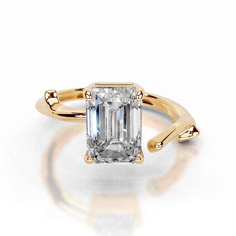 Deco Split Elegance Moissanite Solitaire Ring