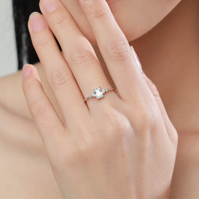 S925 Sterling Silver Ring, Recycled Sterling Silver Ring, 5A Cubic Zirconia Ring