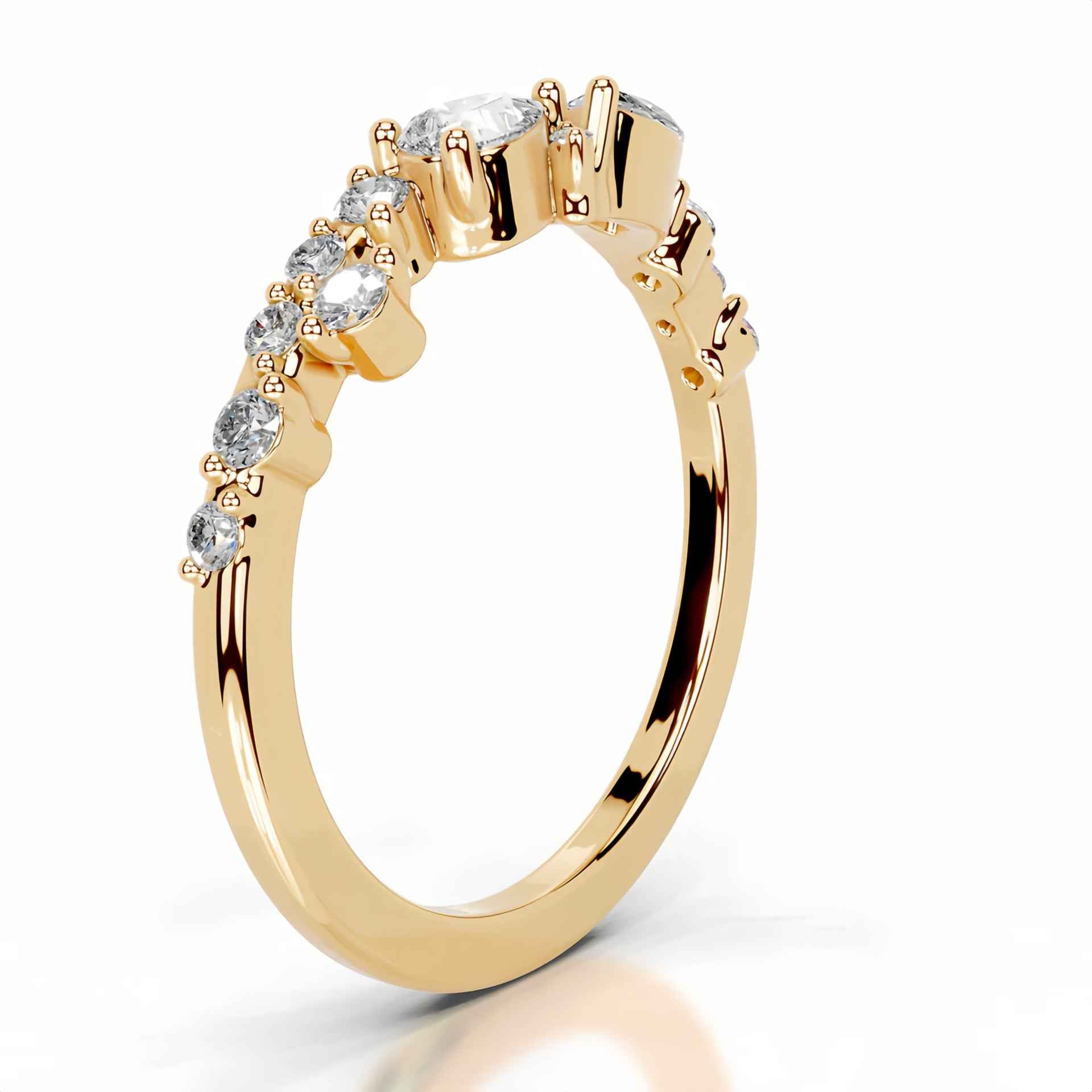 Stellar Embrace | Moissanite Eternity Band Curved Ring