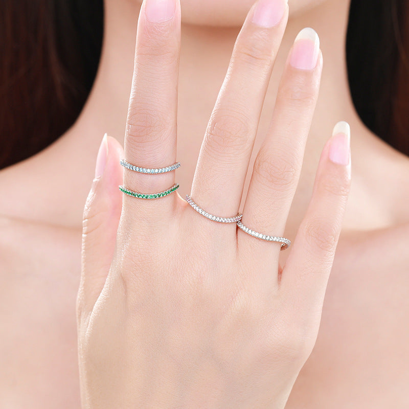 S925 Sterling Silver Ring, Recycled Sterling Silver Ring, 5A Cubic Zirconia Ring, Colored Zircon Ring