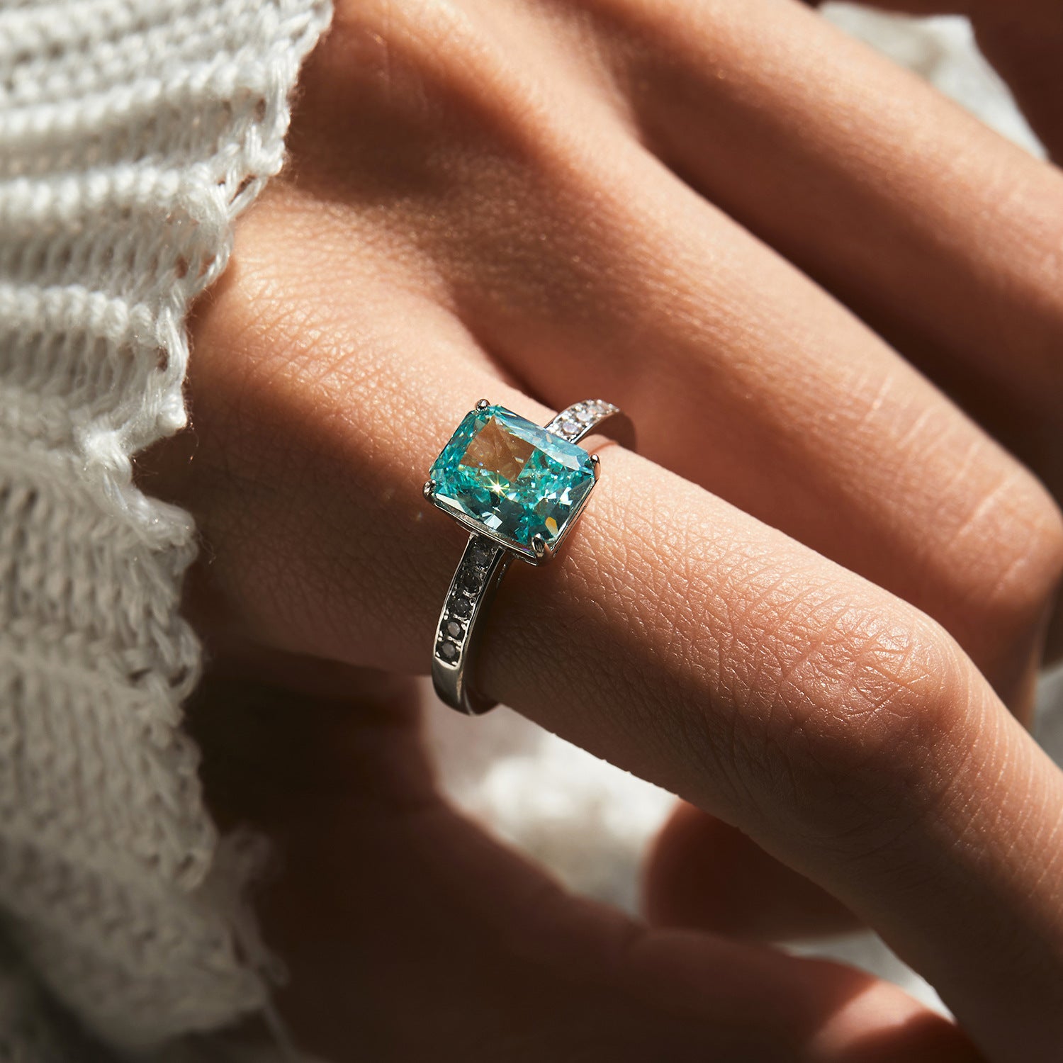 S925 Sterling Silver Ring, Recycled Sterling Silver Ring, 5A Cubic Zirconia Ring, Colored Zircon Ring