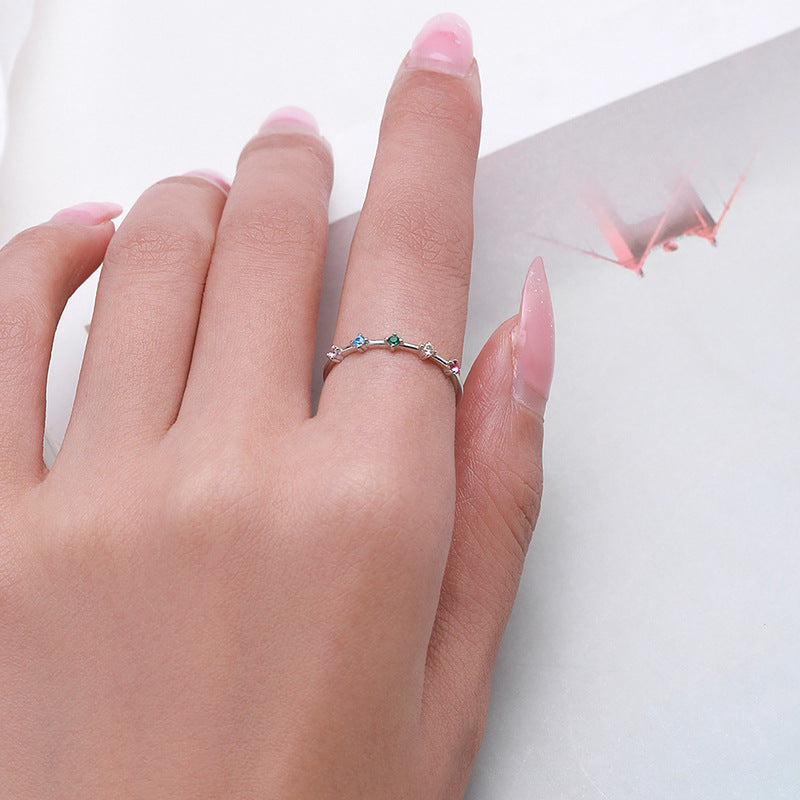 S925 Sterling Silver Ring, Recycled Sterling Silver Ring, 5A Cubic Zirconia Ring, Colored Zircon Ring