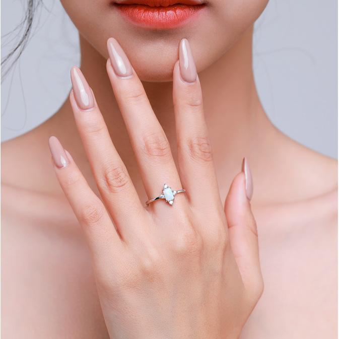 S925 Sterling Silver Opal Ring, High-End Opal Ring,Recycled Sterling Silver Ring,Eco-Friendly Opal Ring