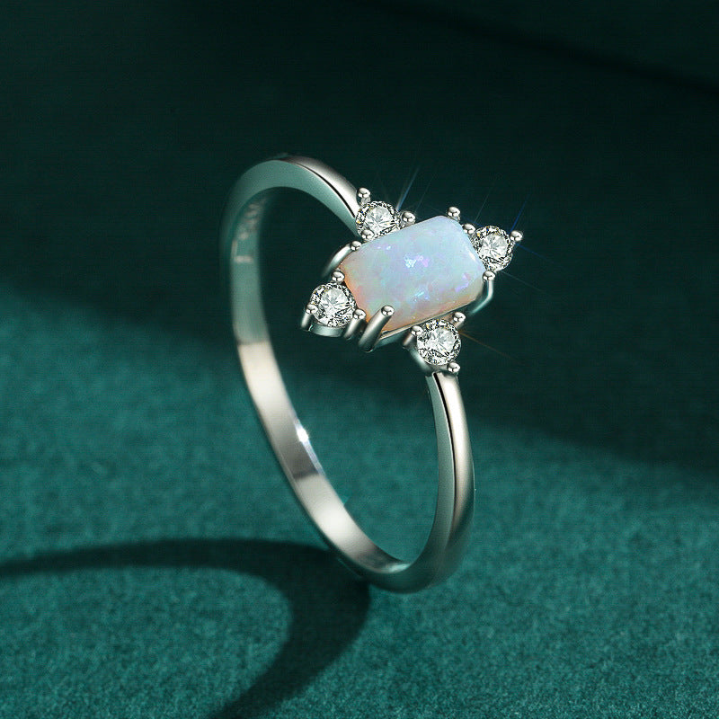 S925 Sterling Silver Opal Ring, High-End Opal Ring,Recycled Sterling Silver Ring,Eco-Friendly Opal Ring