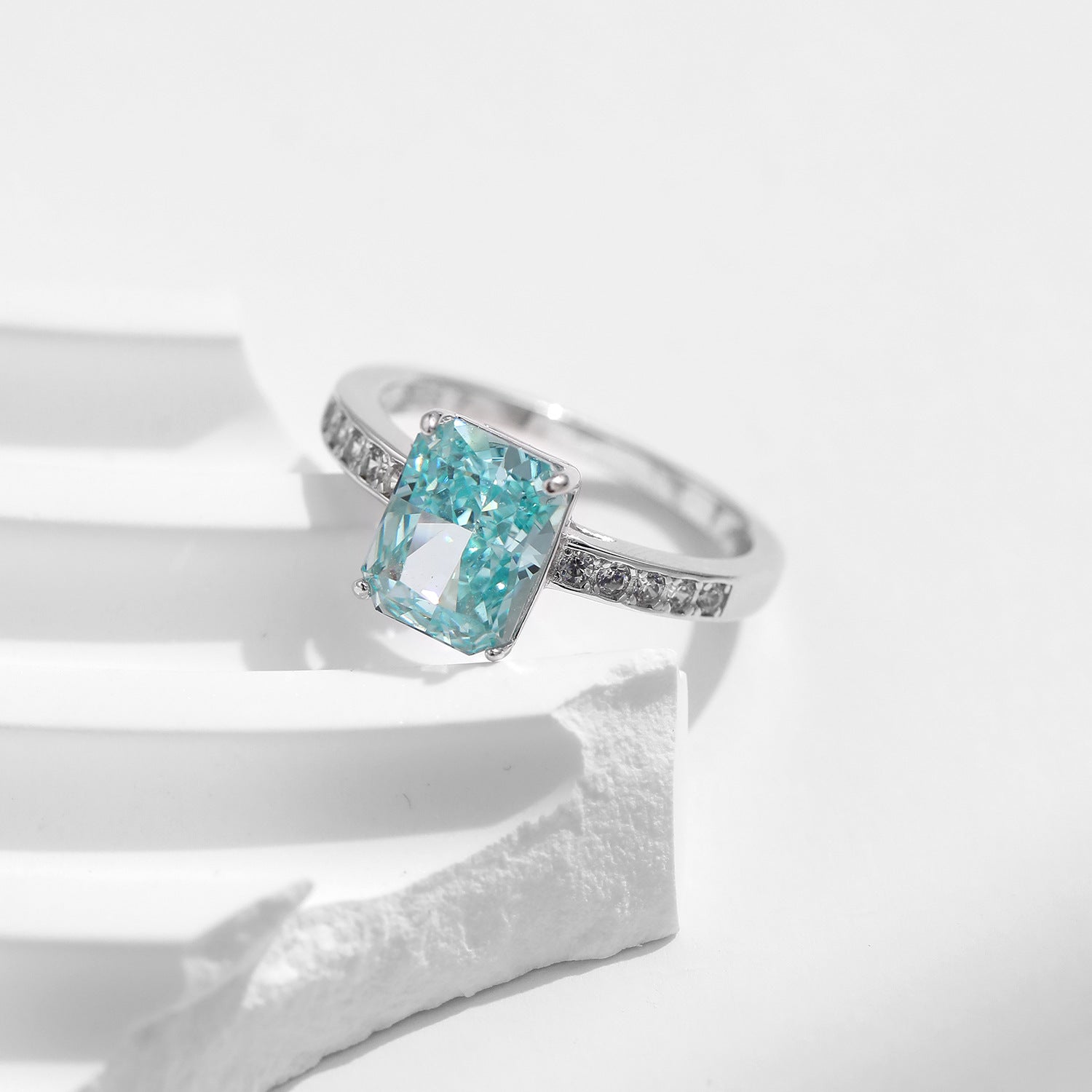 S925 Sterling Silver Ring, Recycled Sterling Silver Ring, 5A Cubic Zirconia Ring, Colored Zircon Ring