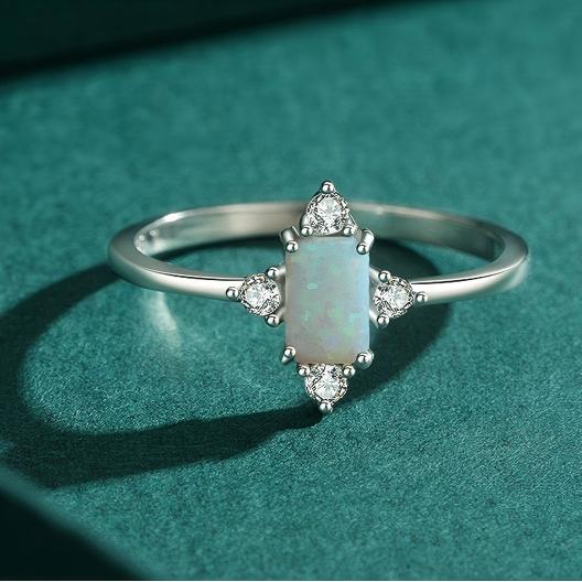 S925 Sterling Silver Opal Ring, High-End Opal Ring,Recycled Sterling Silver Ring,Eco-Friendly Opal Ring