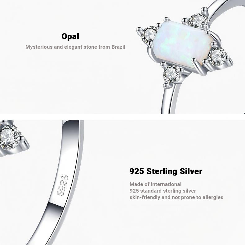 S925 Sterling Silver Opal Ring, High-End Opal Ring,Recycled Sterling Silver Ring,Eco-Friendly Opal Ring