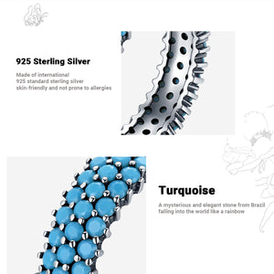 S925 Sterling Silver Turquoise Ring, Retro Turquoise Ring, Recycled Sterling Silver Ring