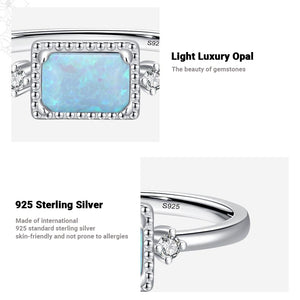 S925 Sterling Silver Opal Ring, High-End Opal Ring,Recycled Sterling Silver Ring,Eco-Friendly Opal Ring