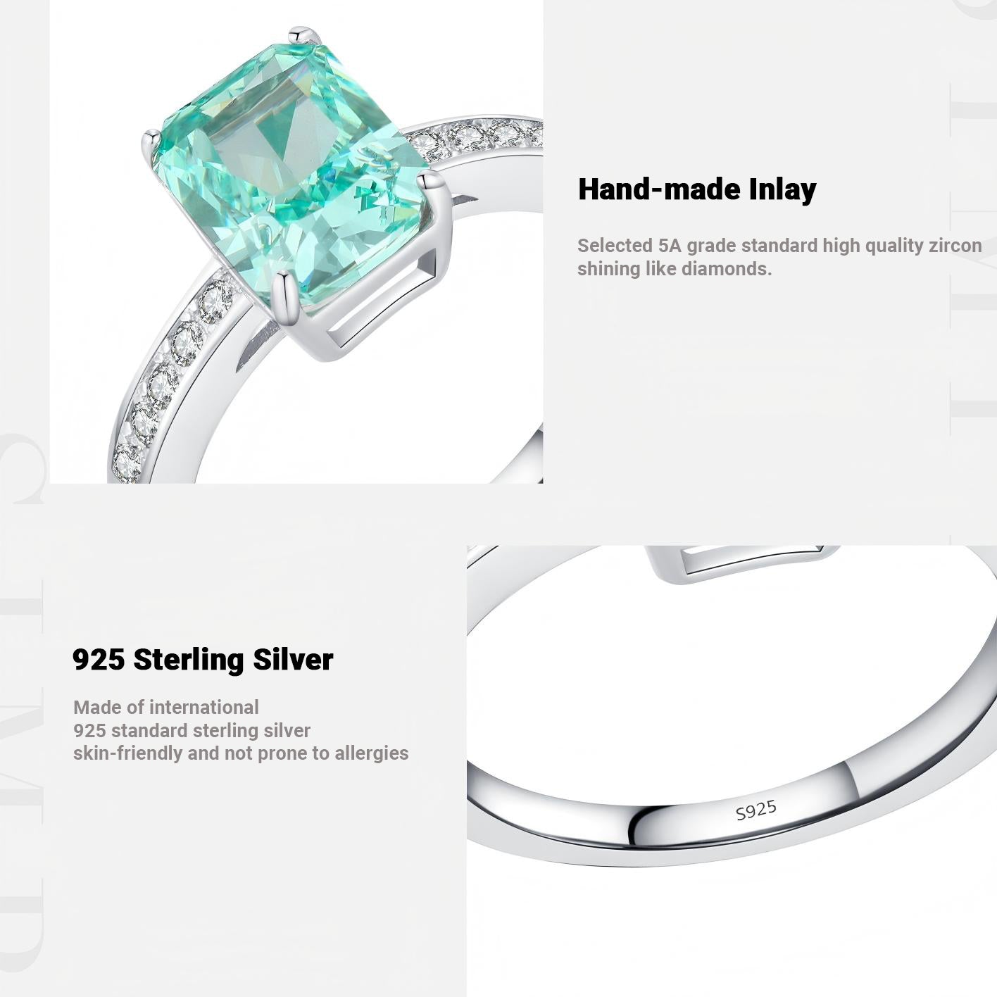 S925 Sterling Silver Ring, Recycled Sterling Silver Ring, 5A Cubic Zirconia Ring, Colored Zircon Ring