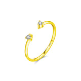 S925 Sterling Silver Small Moissanite Index Finger Stacking Open Ring