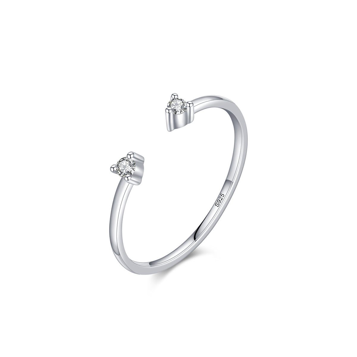 S925 Sterling Silver Small Moissanite Index Finger Stacking Open Ring