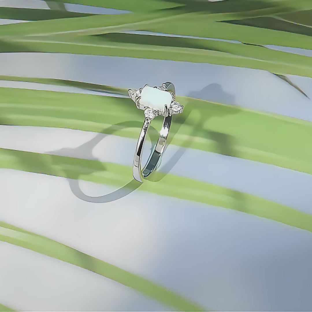 S925 Sterling Silver Opal Ring, High-End Opal Ring,Recycled Sterling Silver Ring,Eco-Friendly Opal Ring