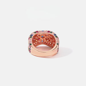 S925 sterling silver rose gold geometric ring for women,Full pavé 5A zircon geometric fashion ring