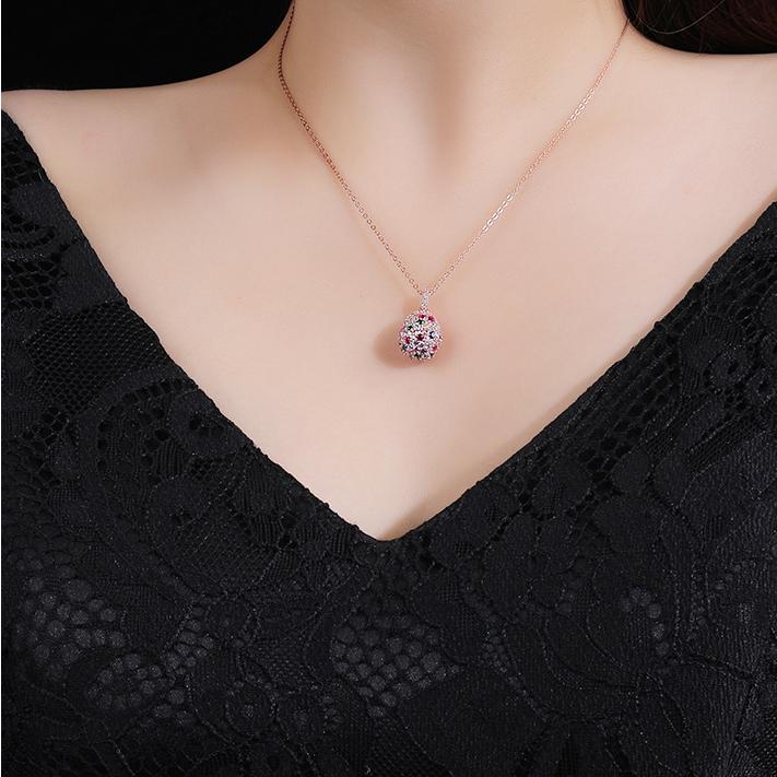 Handmade 5A Zircon Lucky Egg Pendant on O-Link Chain
