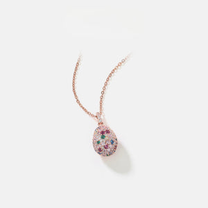 Handmade 5A Zircon Lucky Egg Pendant on O-Link Chain