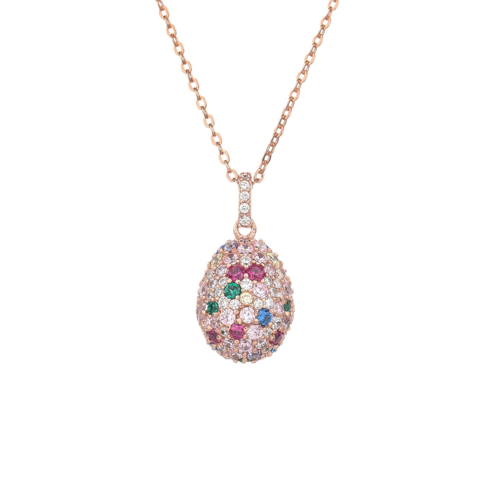 Handmade 5A Zircon Lucky Egg Pendant on O-Link Chain