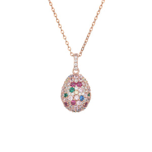 Handmade 5A Zircon Lucky Egg Pendant on O-Link Chain