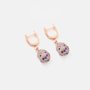 Handmade quail egg earrings with 5A zirconia stones for women