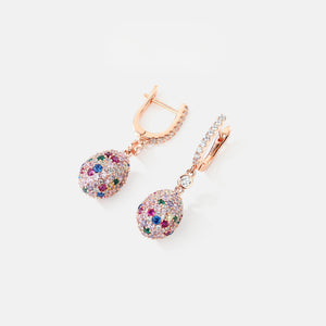 Handmade quail egg earrings with 5A zirconia stones for women