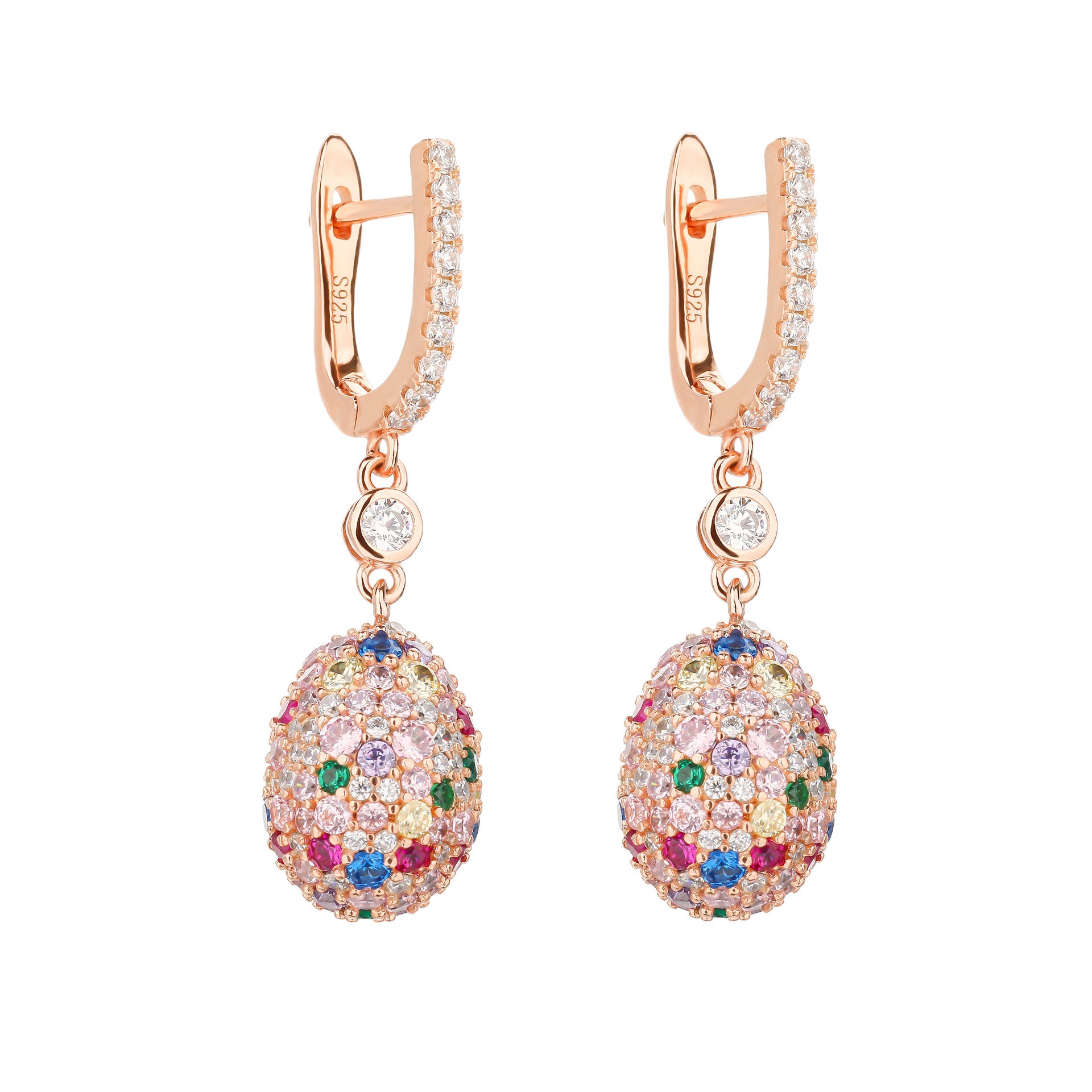 Handmade quail egg earrings with 5A zirconia stones for women