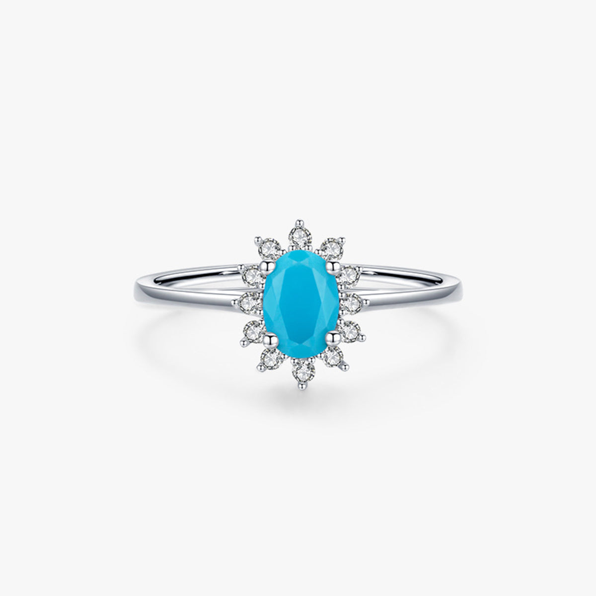 S925 sterling silver turquoise ring with zirconia stones